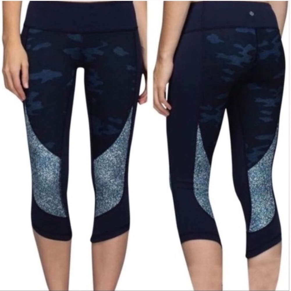Lululemon Wunder Under Crop Camo Blue Legging